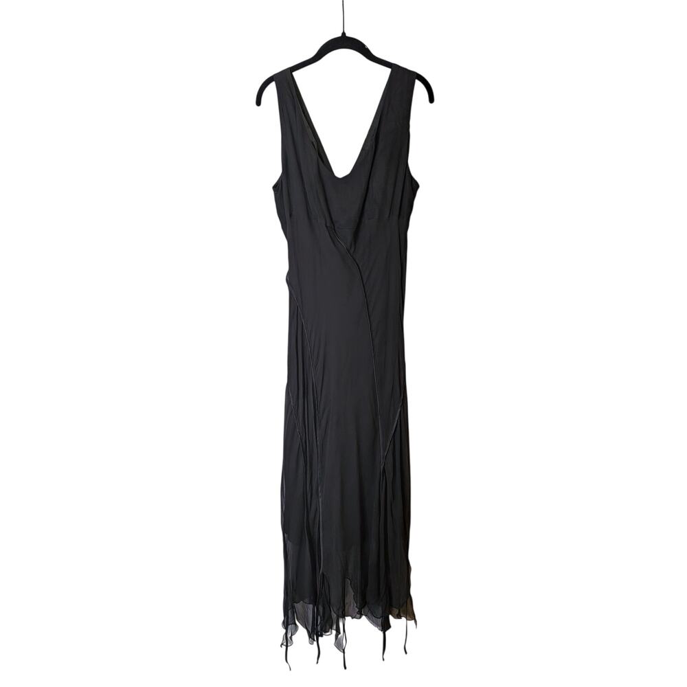 Robbie Bee Y2K Silk Black Maxi Dress Size 16 Assymetrical Hem Whimsical Fairy - Picture 6 of 9